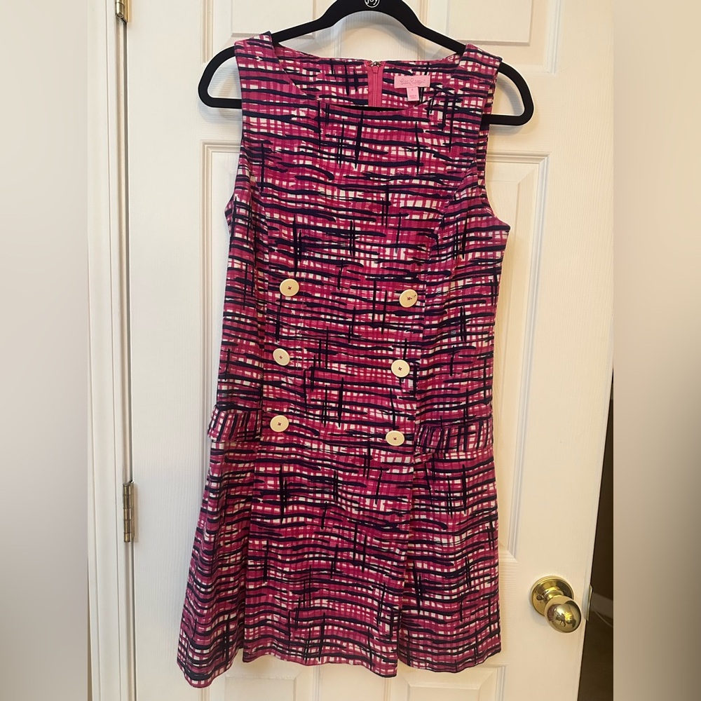 Lilly Pulitzer Pink Plaid Sleeveless Shift Dress